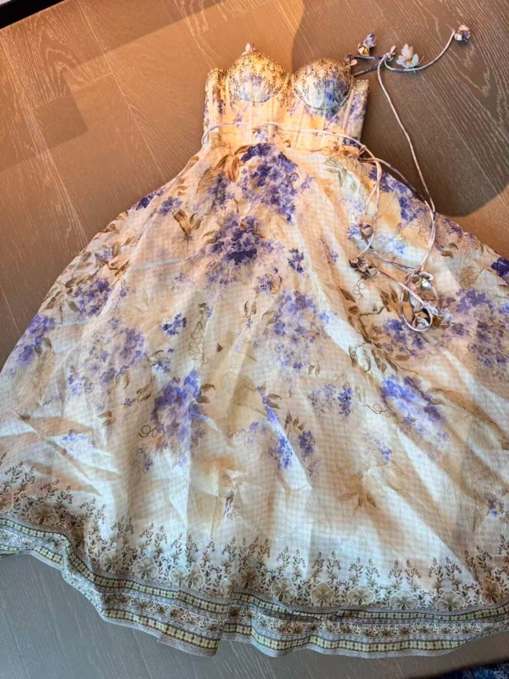 Zimmermann Dawning Dress in Cream and Purple - Picture 7 of 13